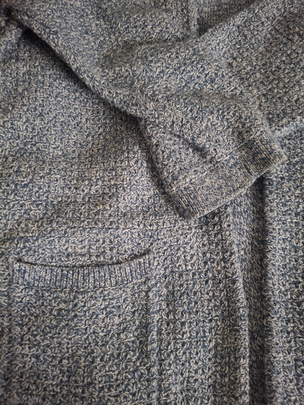 LOFT Blue Marled Open-Front Cardigan with Pockets - Picture 2 of 3